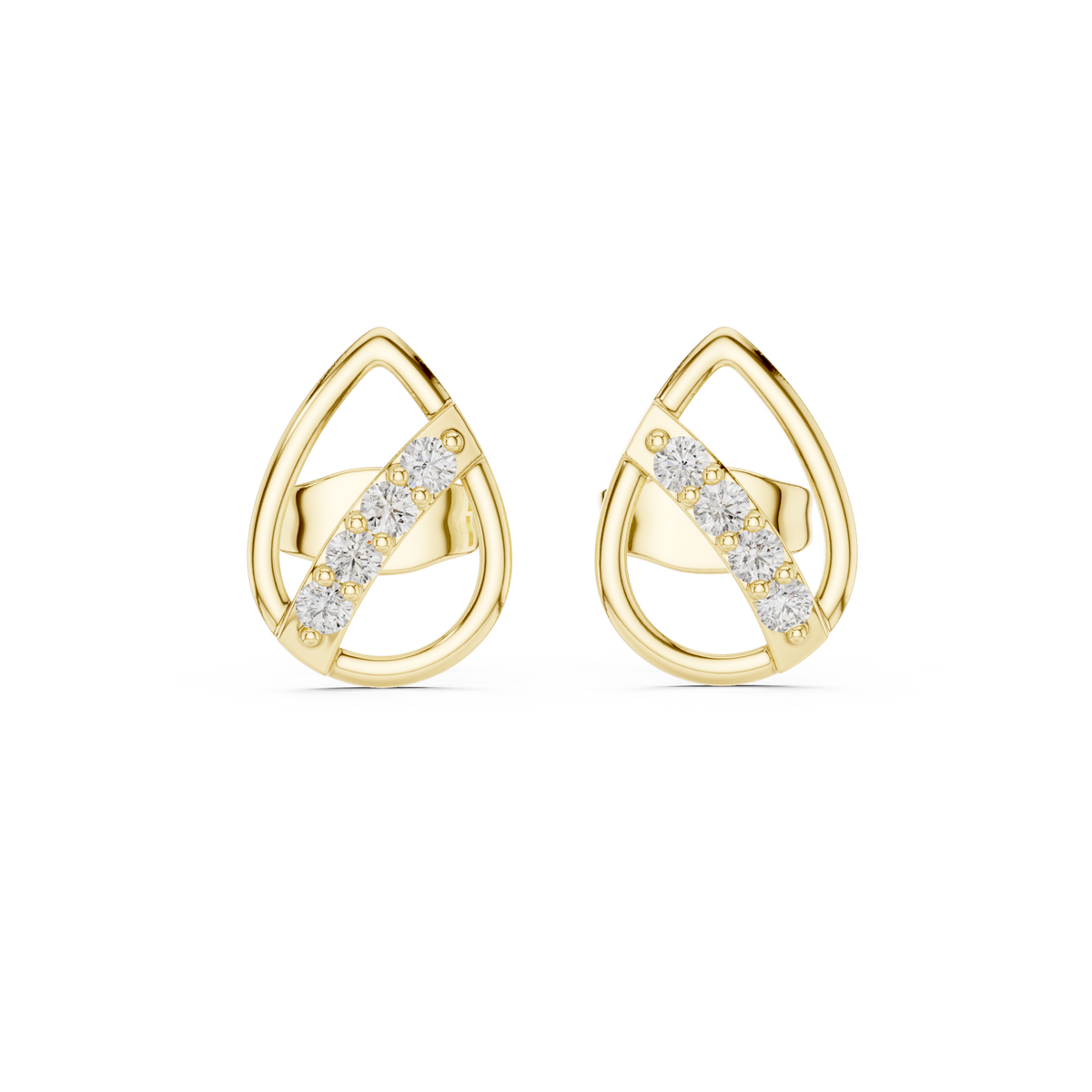Elegant Teardrop Bar Diamond Studs