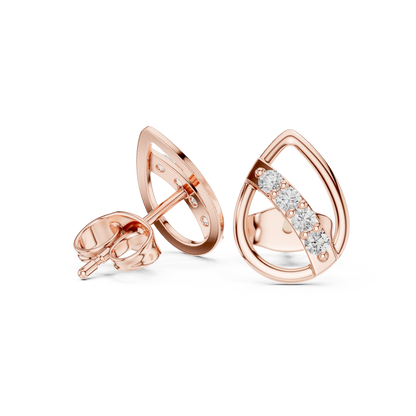 Elegant Teardrop Bar Diamond Studs
