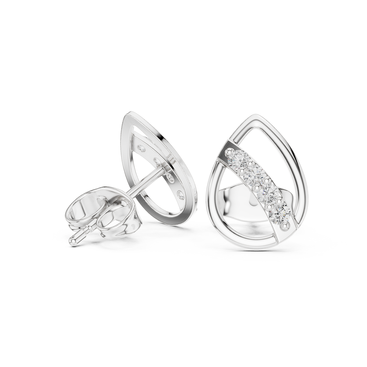 Elegant Teardrop Bar Diamond Studs
