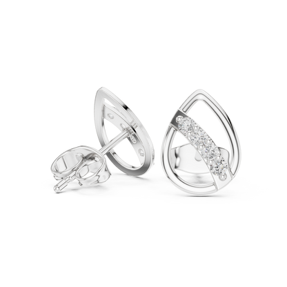 Elegant Teardrop Bar Diamond Studs