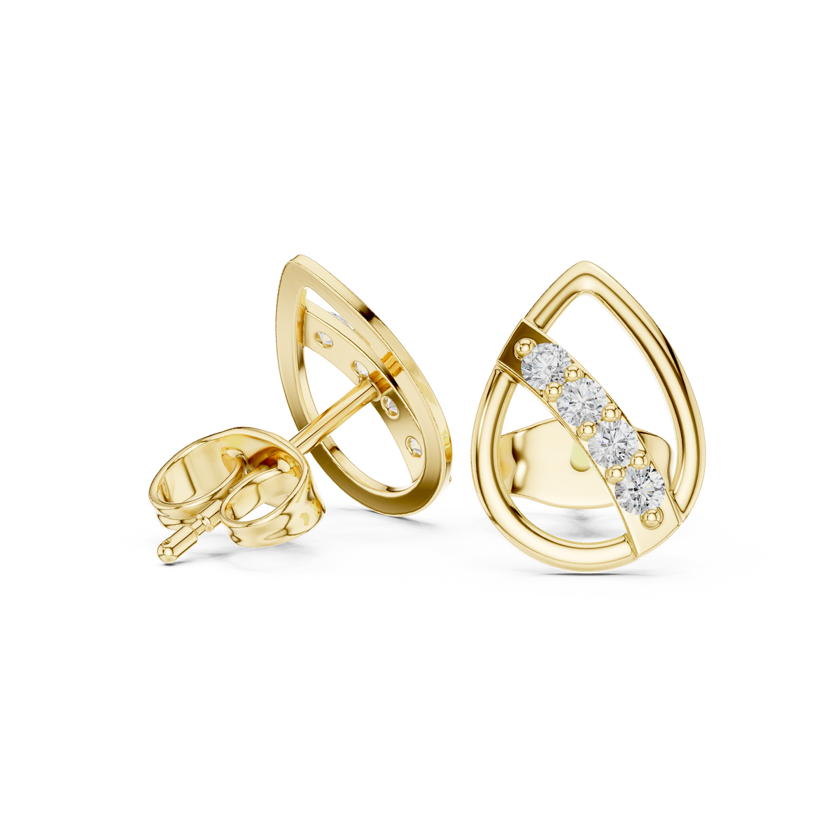 Elegant Teardrop Bar Diamond Studs