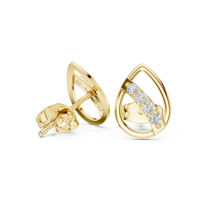 Elegant Teardrop Bar Diamond Studs