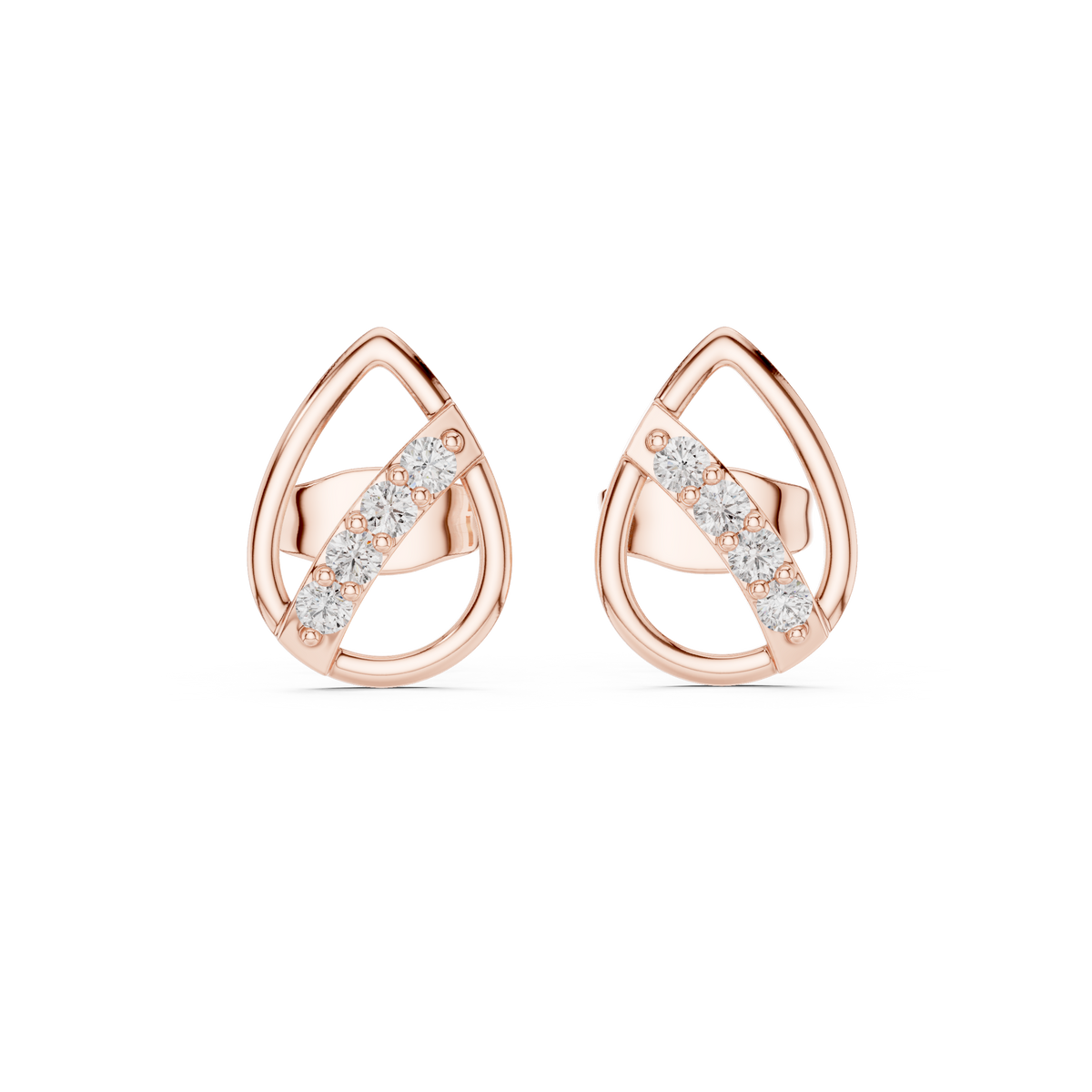 Elegant Teardrop Bar Diamond Studs