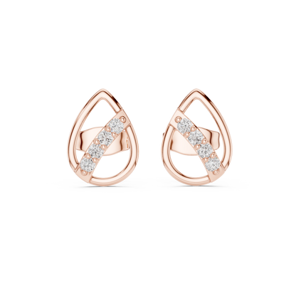 Elegant Teardrop Bar Diamond Studs