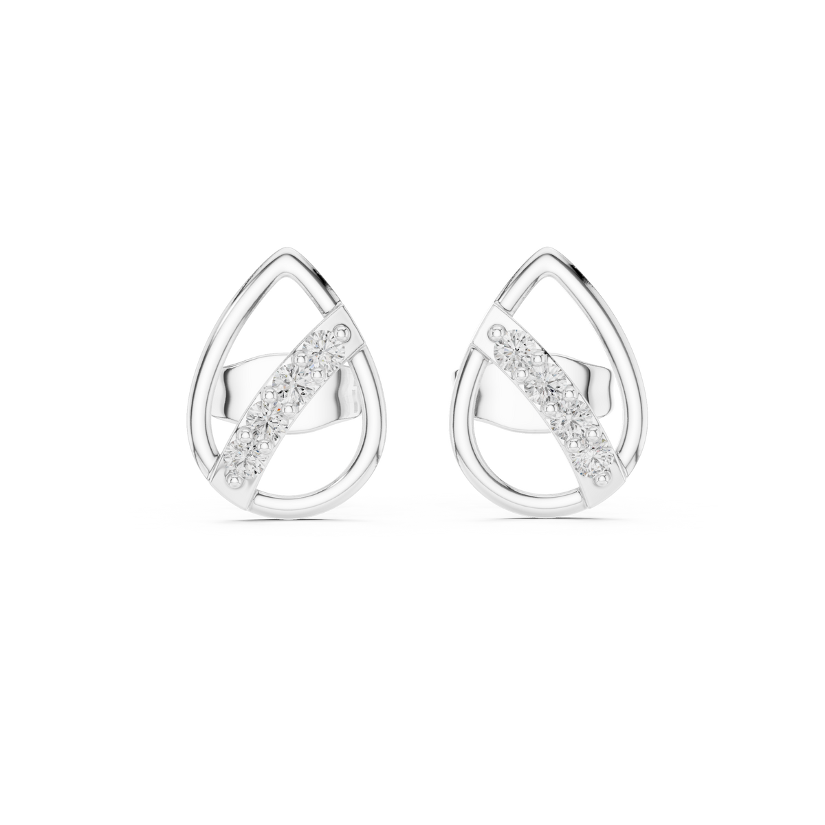 Elegant Teardrop Bar Diamond Studs