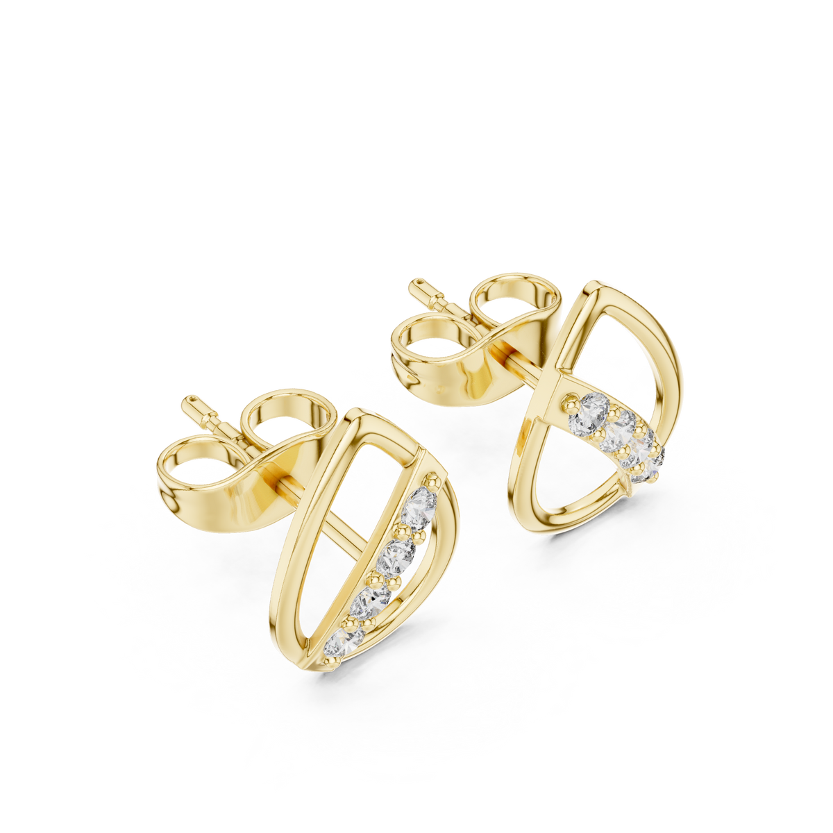 Elegant Teardrop Bar Diamond Studs