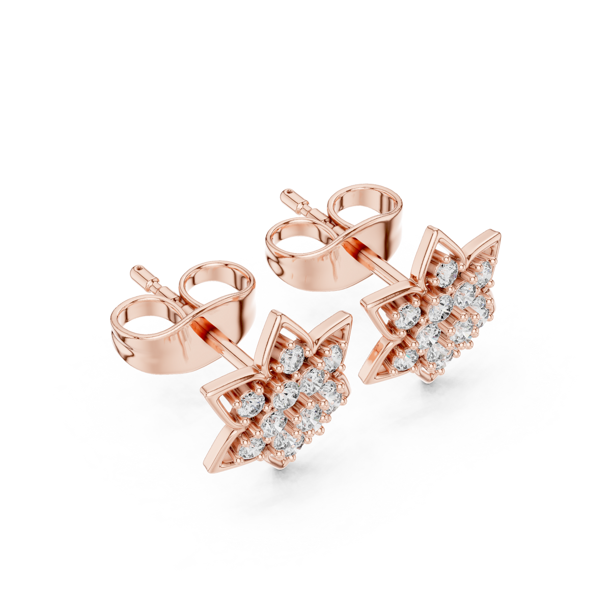 Regal Eight Petal Diamond Studs