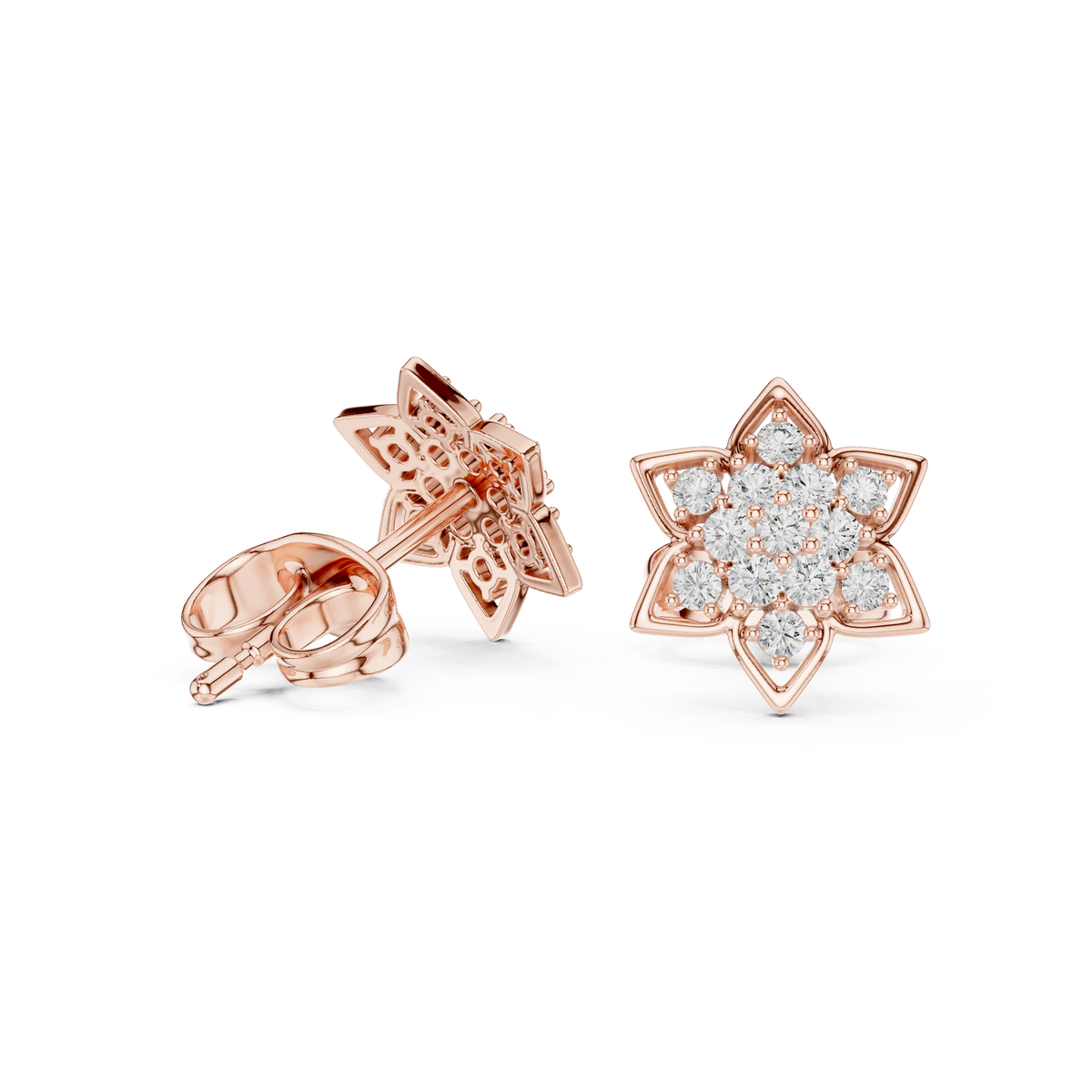 Regal Eight Petal Diamond Studs