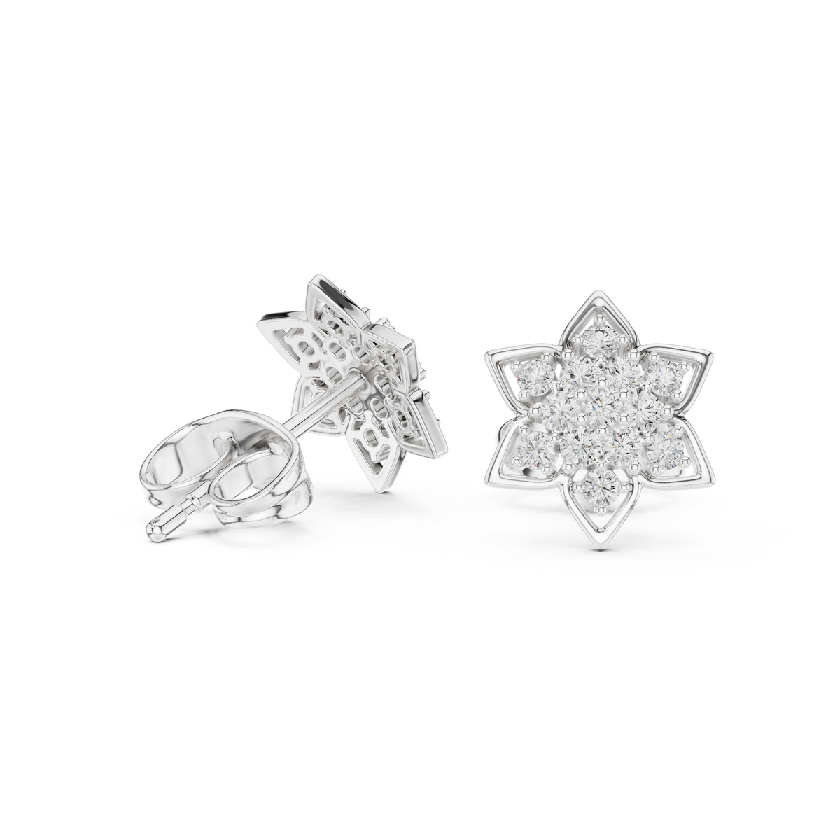 Regal Eight Petal Diamond Studs