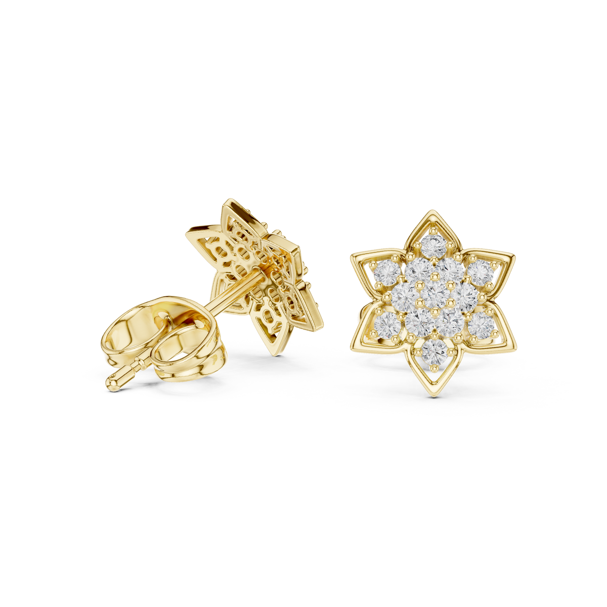 Regal Eight Petal Diamond Studs