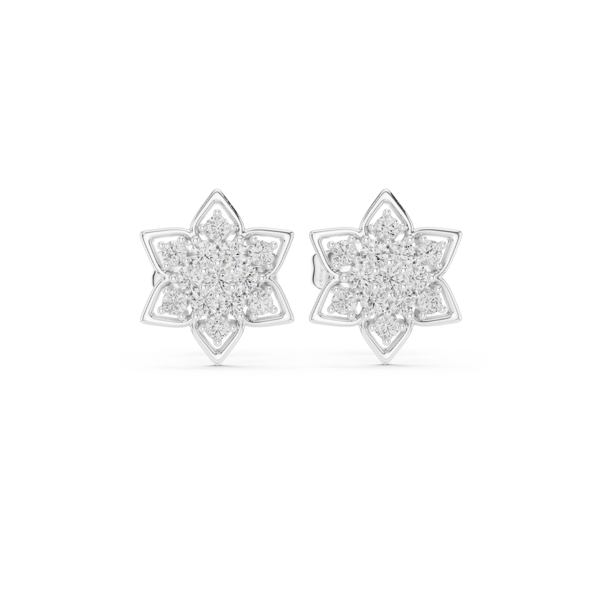 Regal Eight Petal Diamond Studs