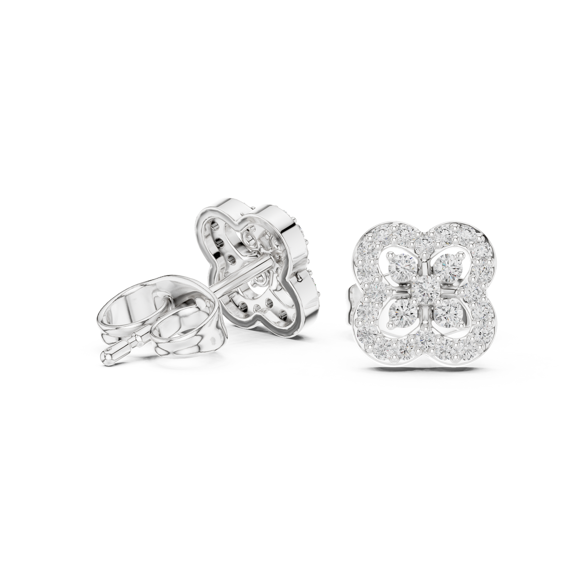Regal Clover Frame Diamond Studs