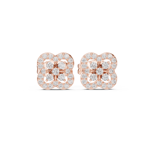 Regal Clover Frame Diamond Studs