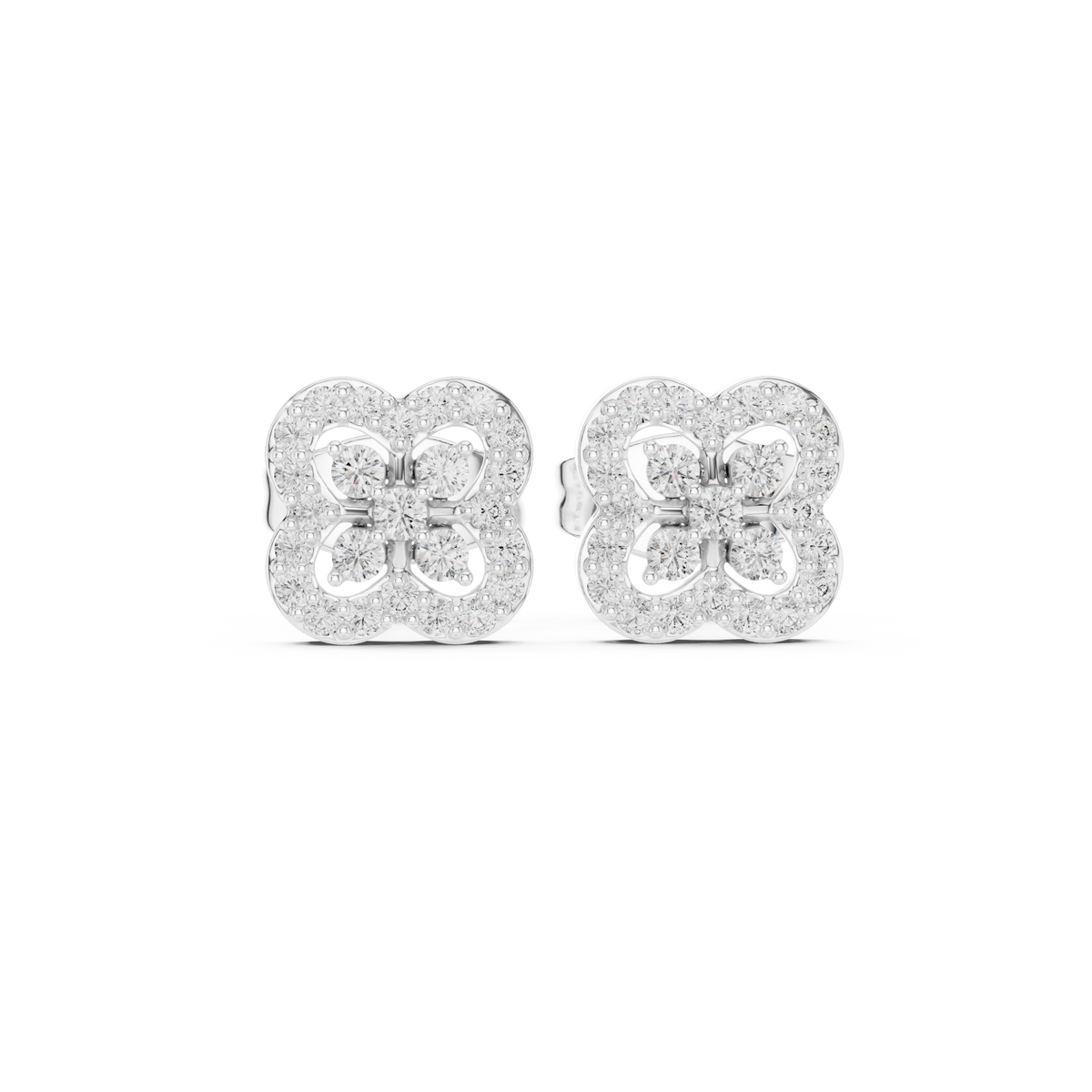 Regal Clover Frame Diamond Studs