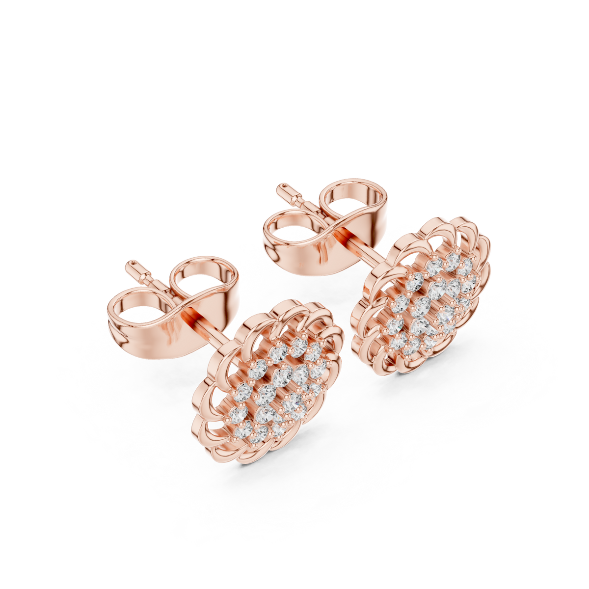 Regal Scalloped Bloom Diamond Studs