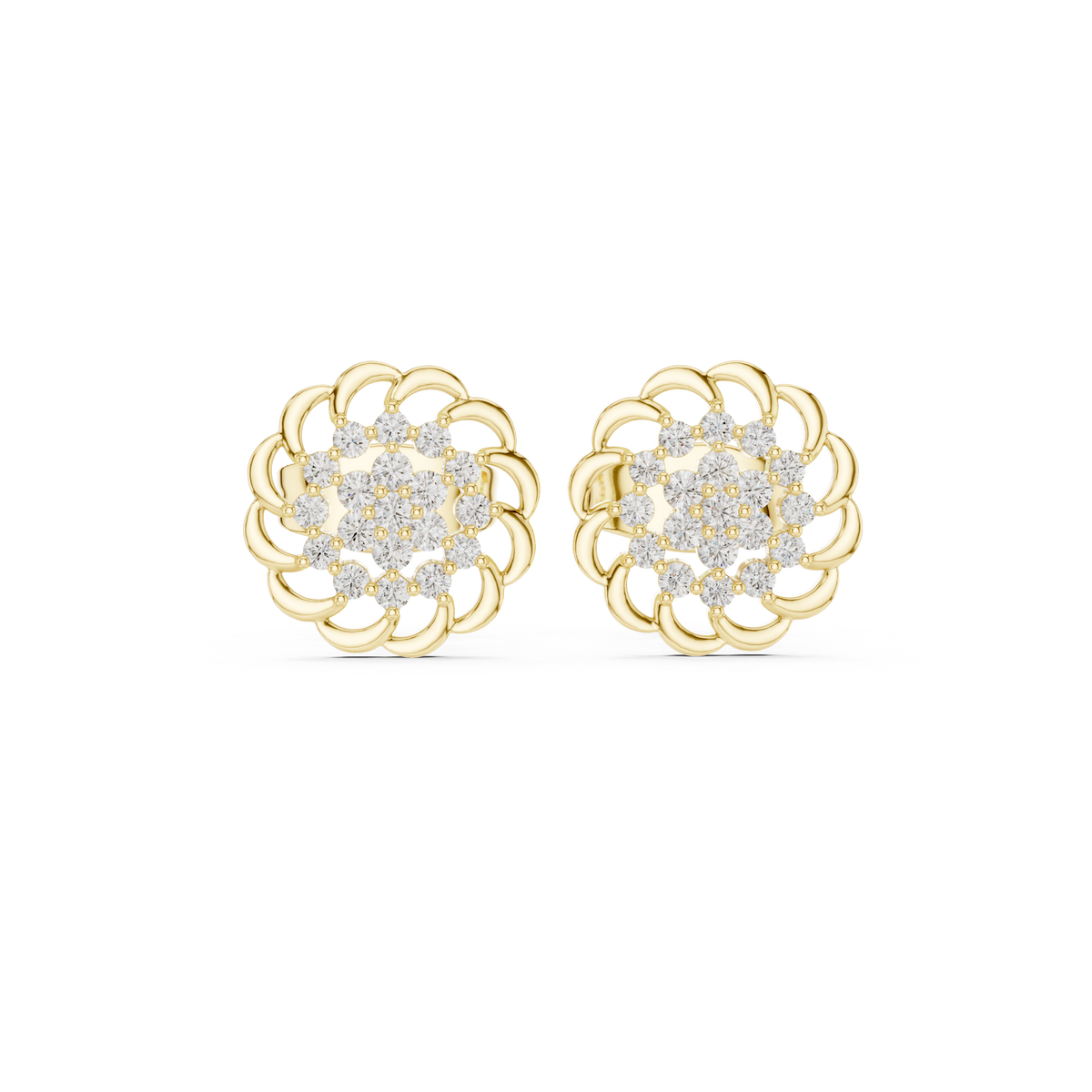 Regal Scalloped Bloom Diamond Studs