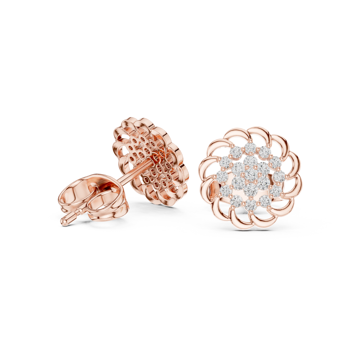 Regal Scalloped Bloom Diamond Studs