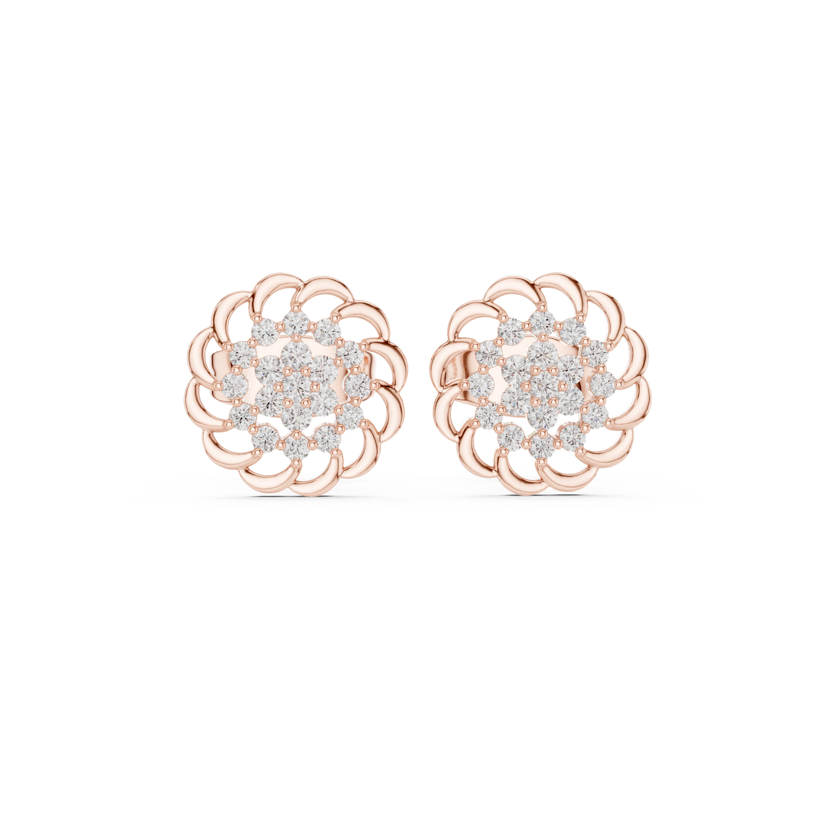 Regal Scalloped Bloom Diamond Studs