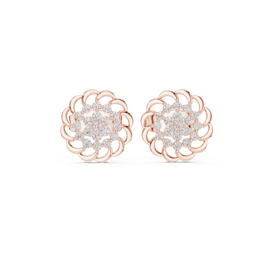 Regal Scalloped Bloom Diamond Studs