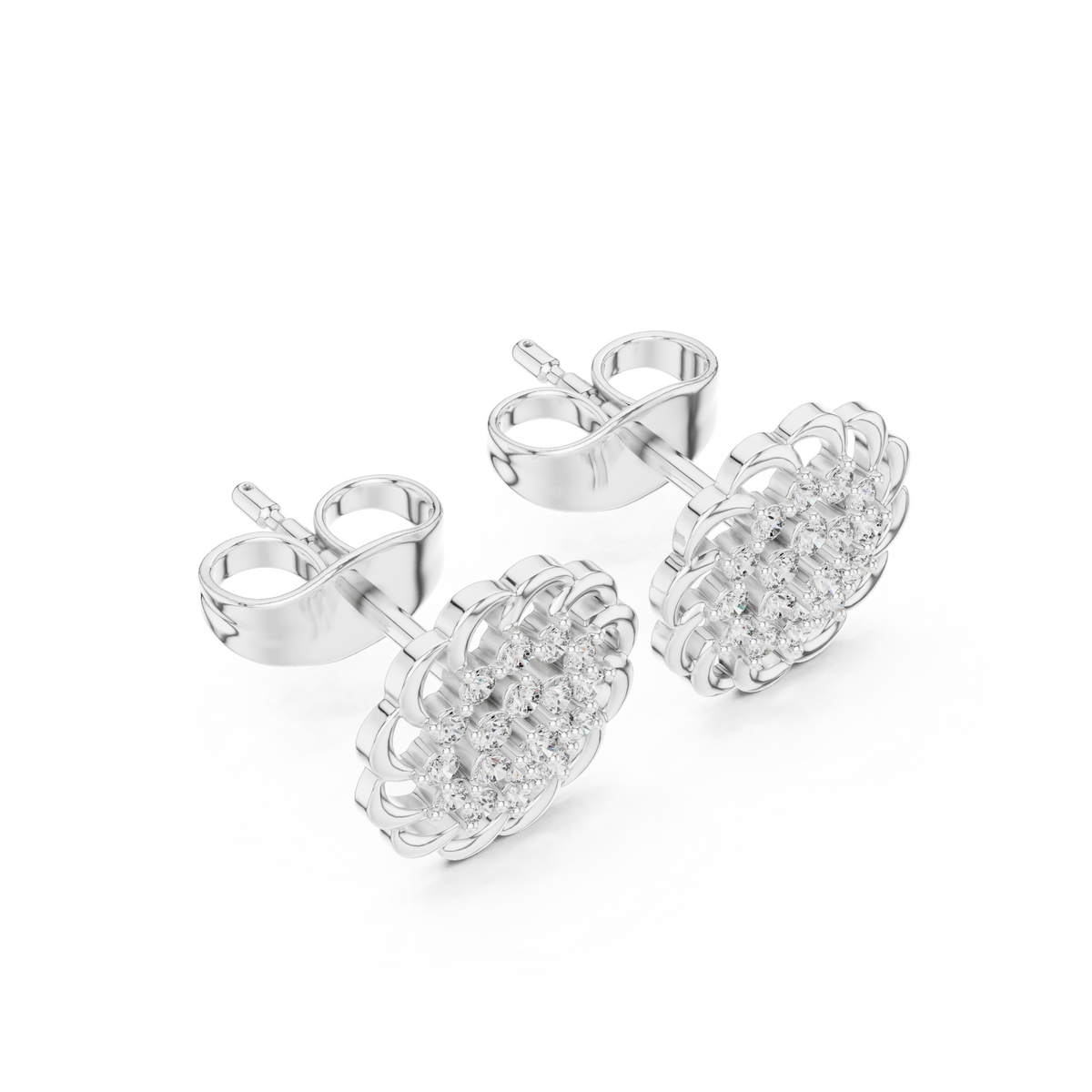 Regal Scalloped Bloom Diamond Studs