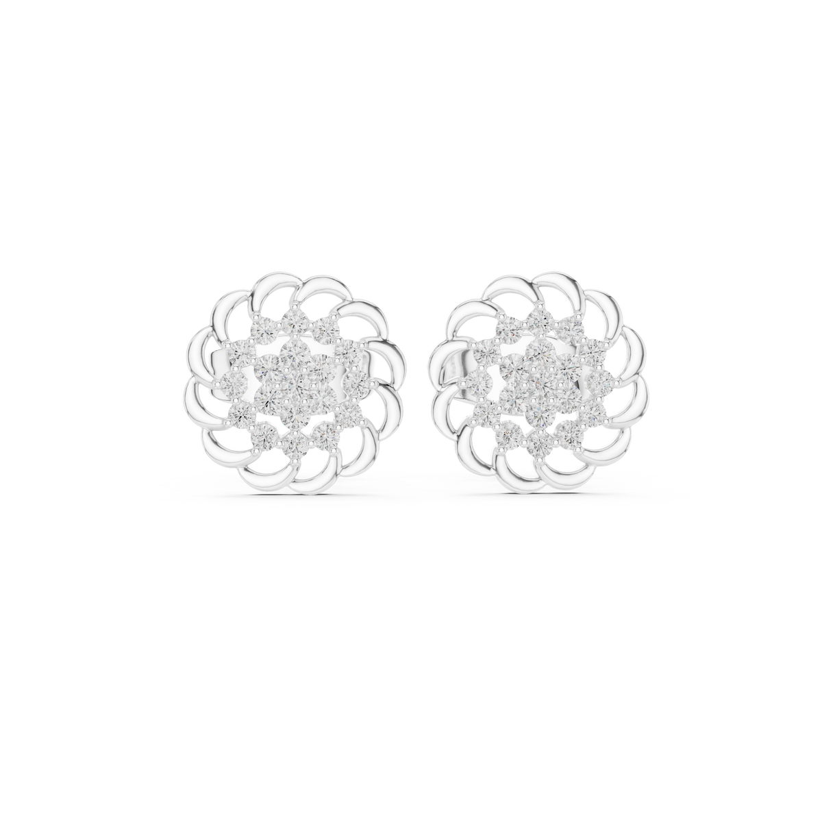 Regal Scalloped Bloom Diamond Studs