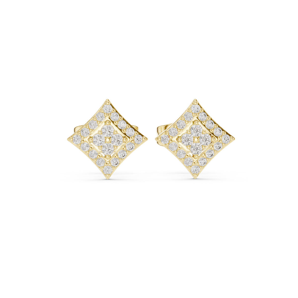 Regal Double Diamond Cluster Studs