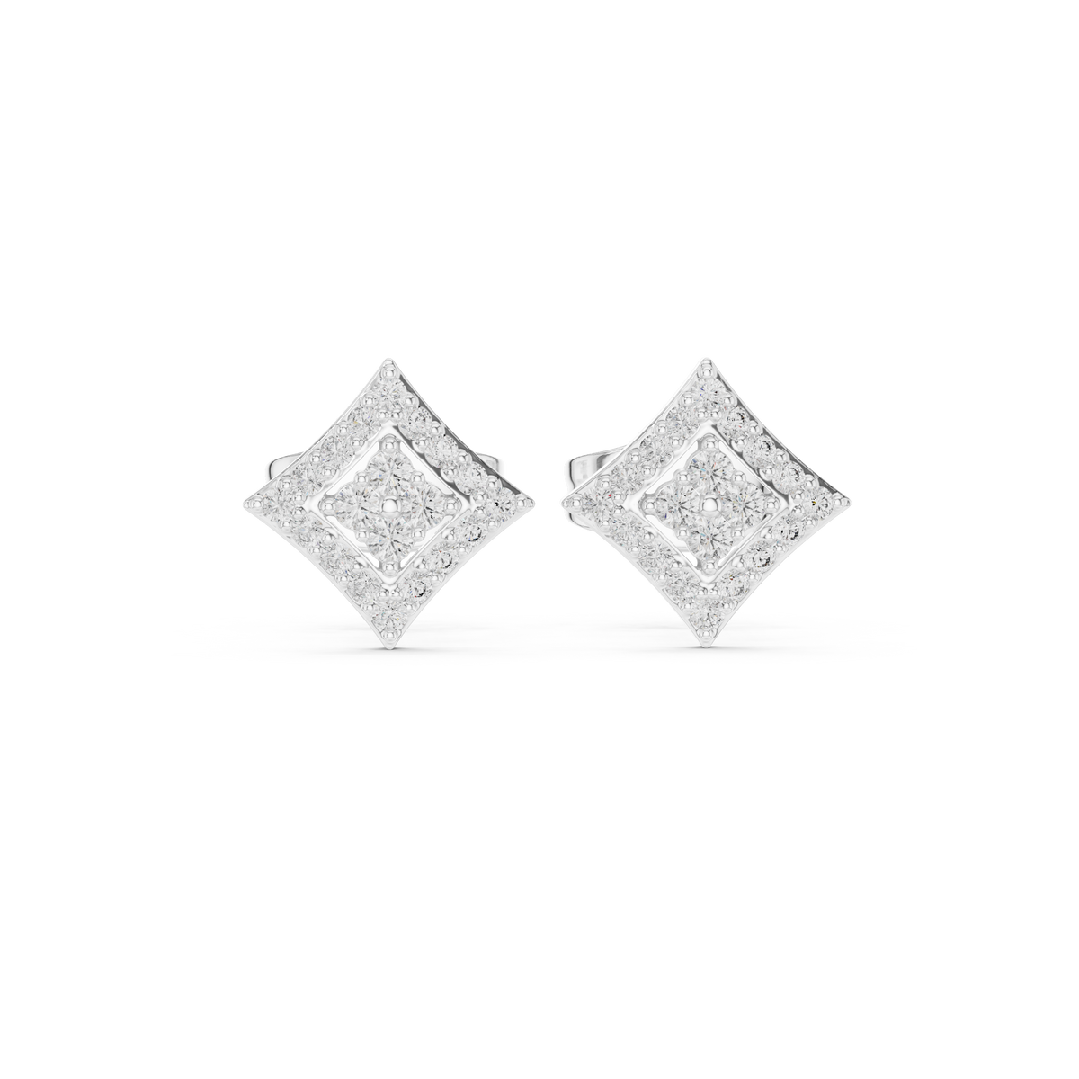 Regal Double Diamond Cluster Studs