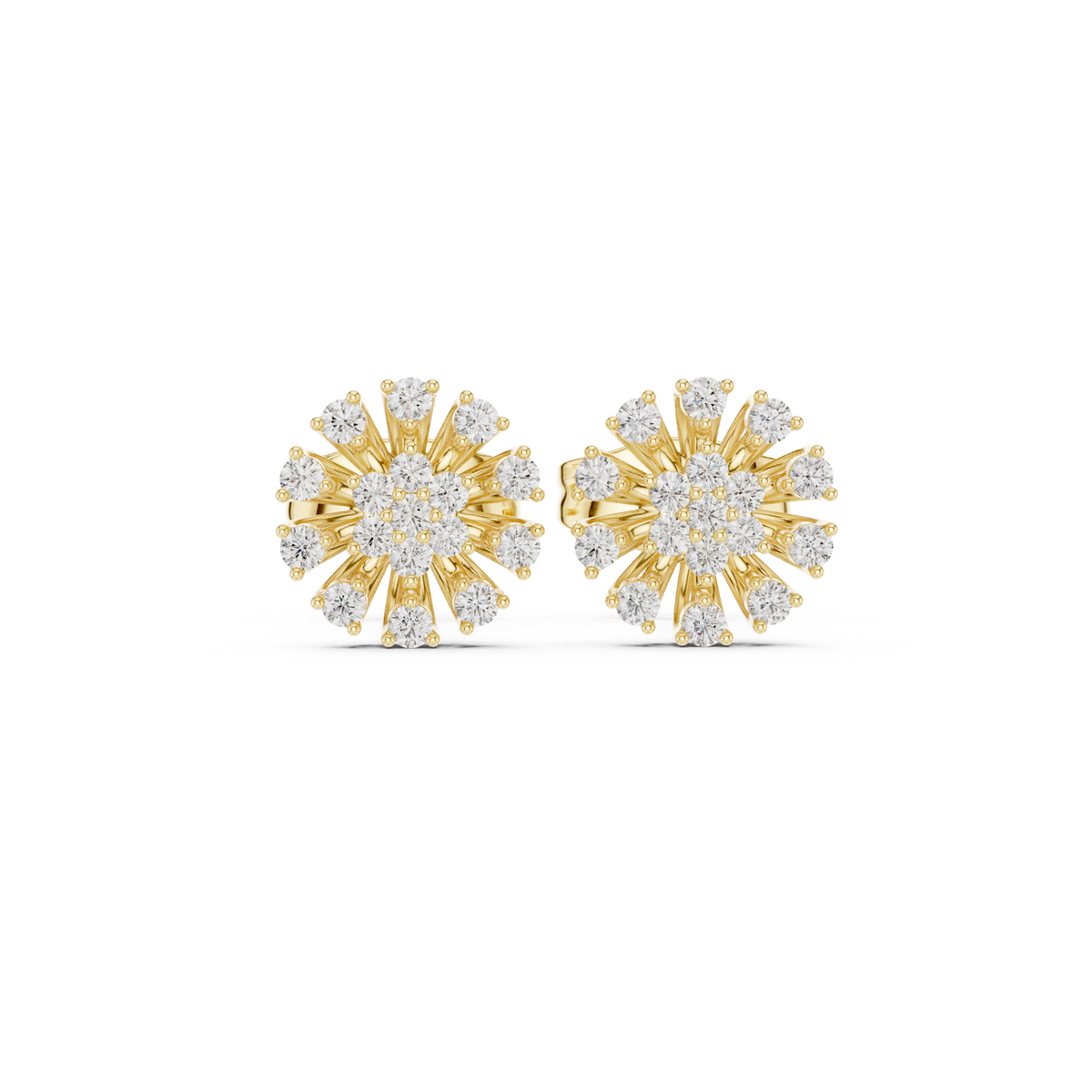 Luminous Petal Sunburst Diamond Studs