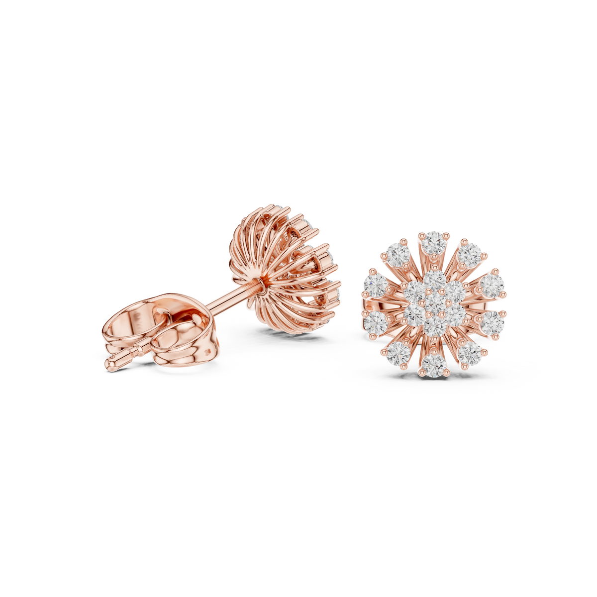Luminous Petal Sunburst Diamond Studs