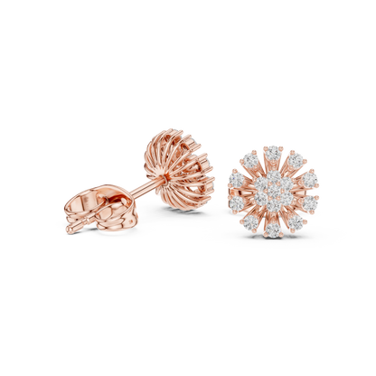 Luminous Petal Sunburst Diamond Studs
