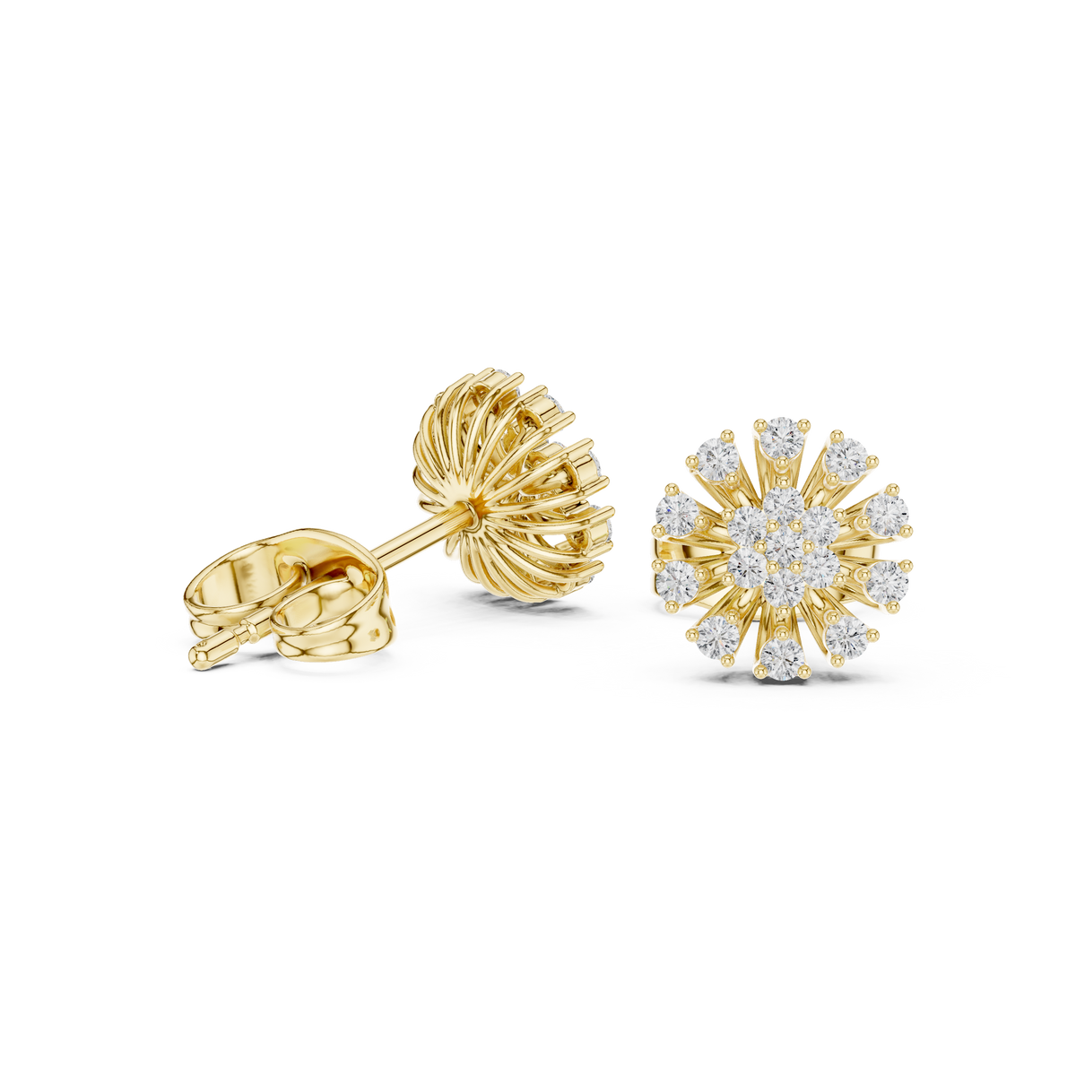 Luminous Petal Sunburst Diamond Studs