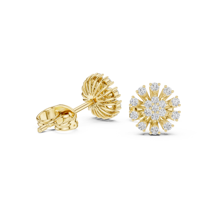 Luminous Petal Sunburst Diamond Studs