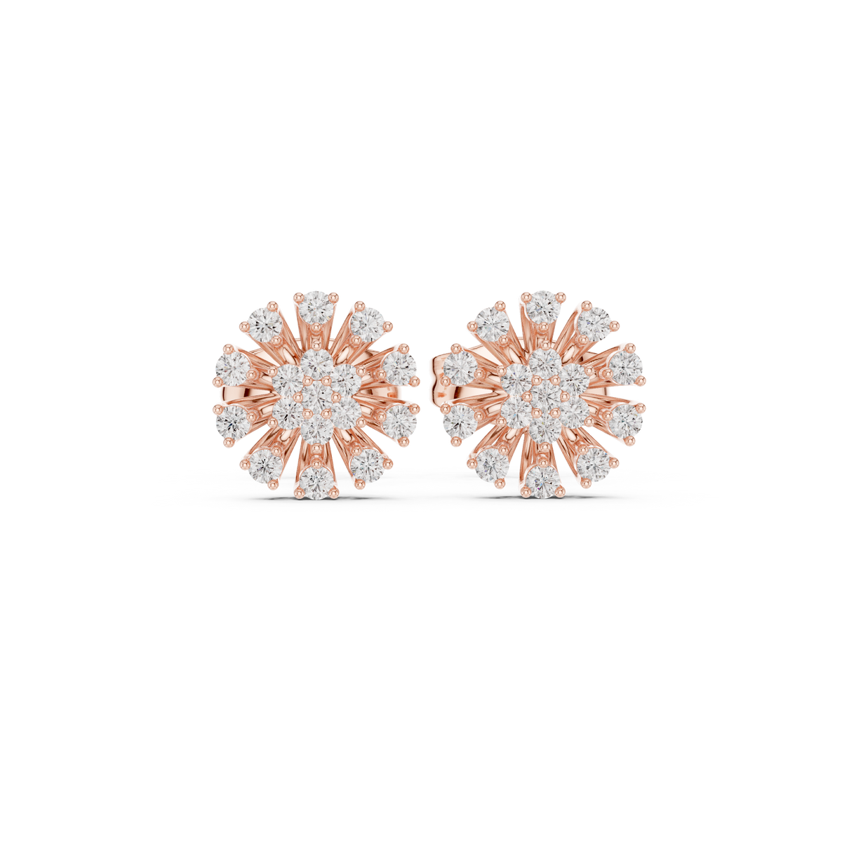 Luminous Petal Sunburst Diamond Studs
