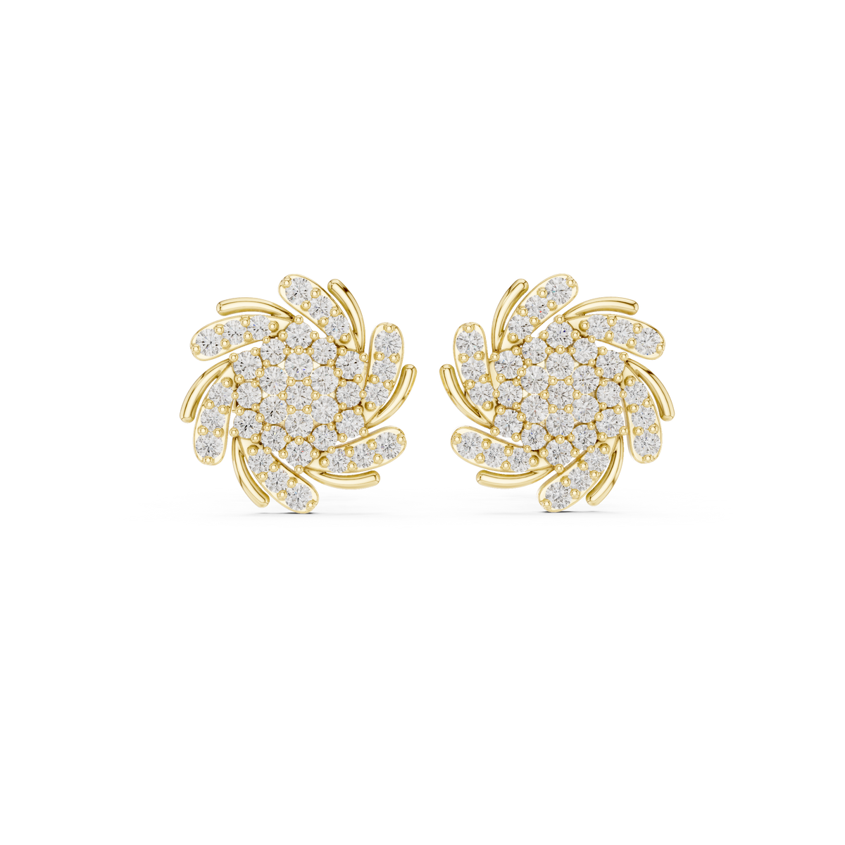 Luminous Spiral Blossom Diamond Studs