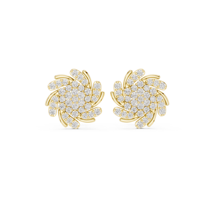 Luminous Spiral Blossom Diamond Studs