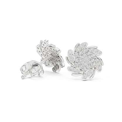 Luminous Spiral Blossom Diamond Studs