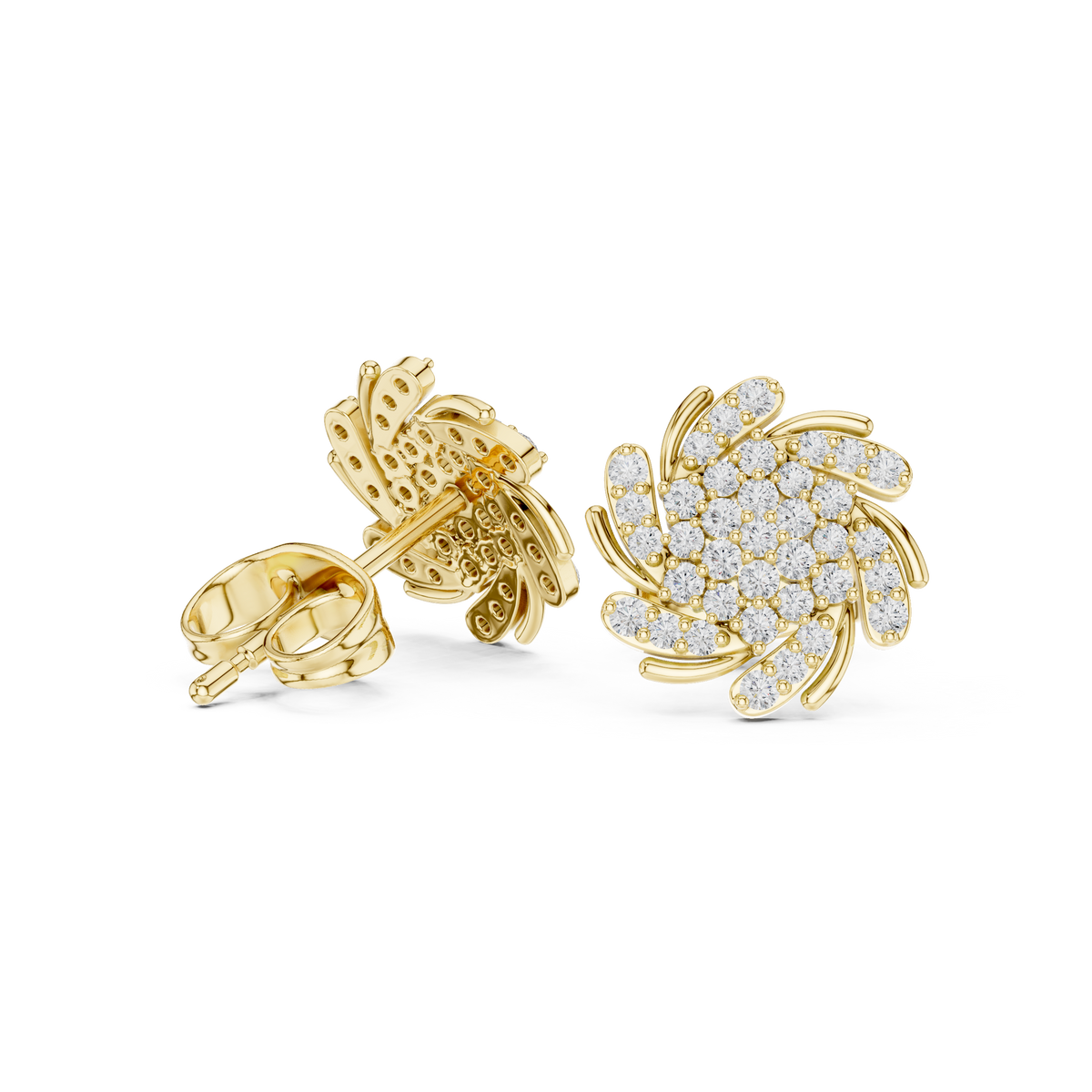 Luminous Spiral Blossom Diamond Studs