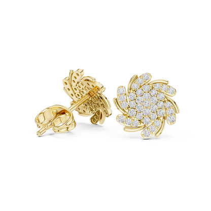 Luminous Spiral Blossom Diamond Studs