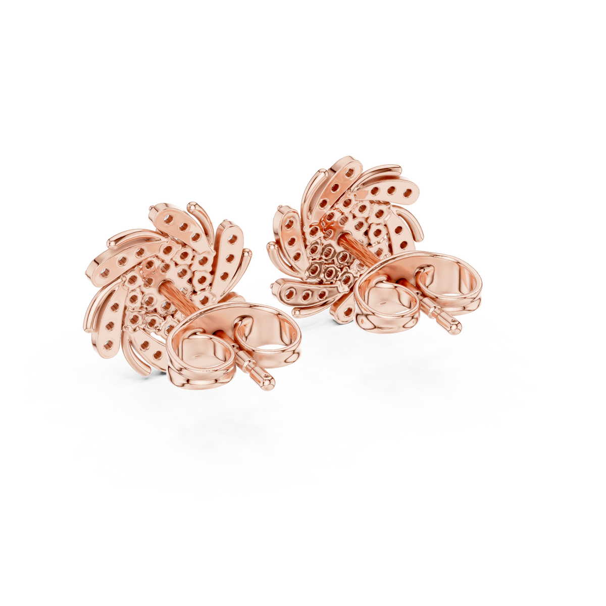 Luminous Spiral Blossom Diamond Studs