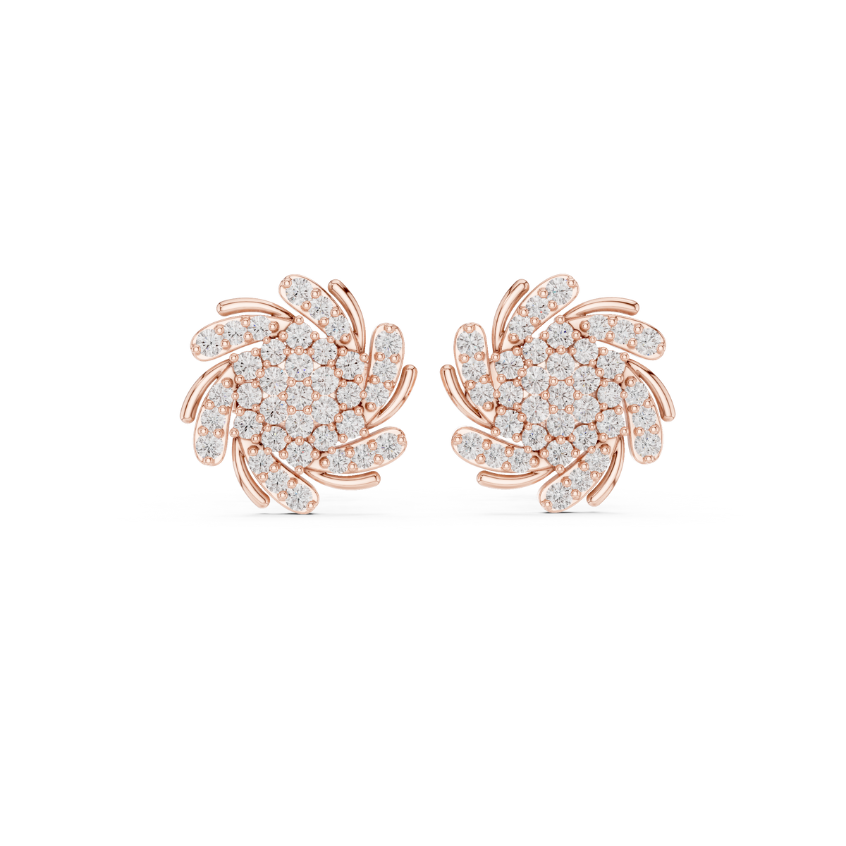 Luminous Spiral Blossom Diamond Studs