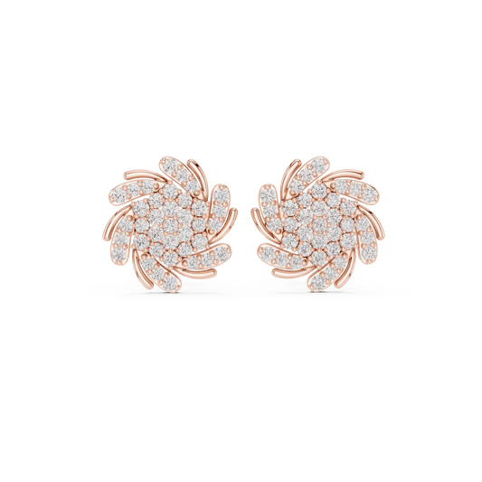 Luminous Spiral Blossom Diamond Studs