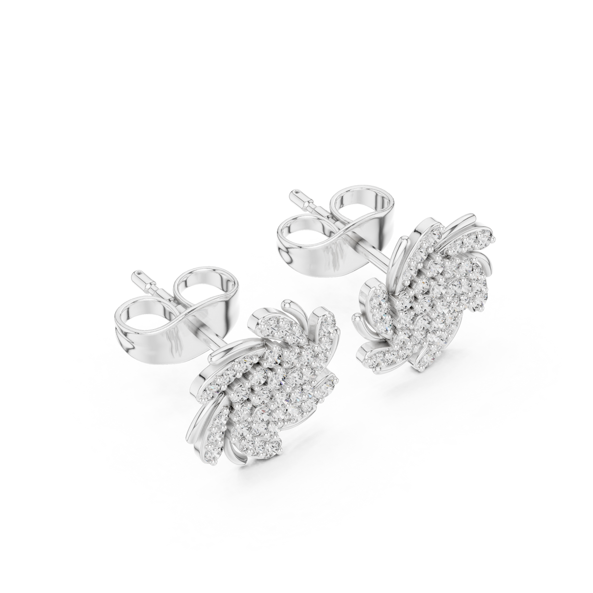 Luminous Spiral Blossom Diamond Studs