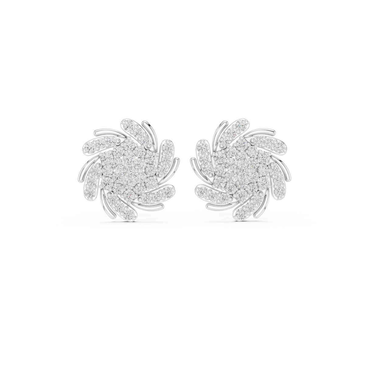 Luminous Spiral Blossom Diamond Studs