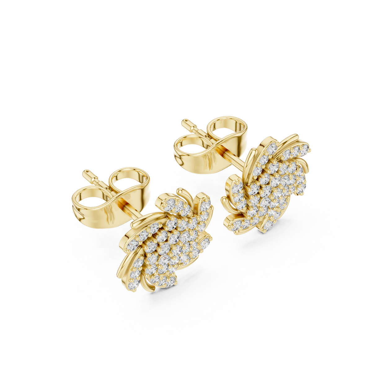 Luminous Spiral Blossom Diamond Studs