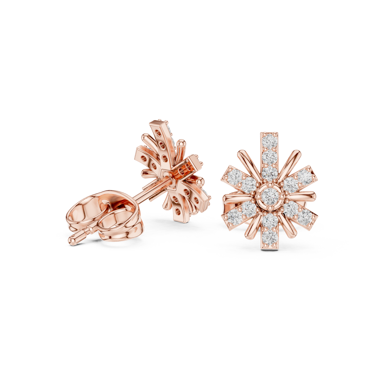 Radiant Eight Ray Diamond Studs