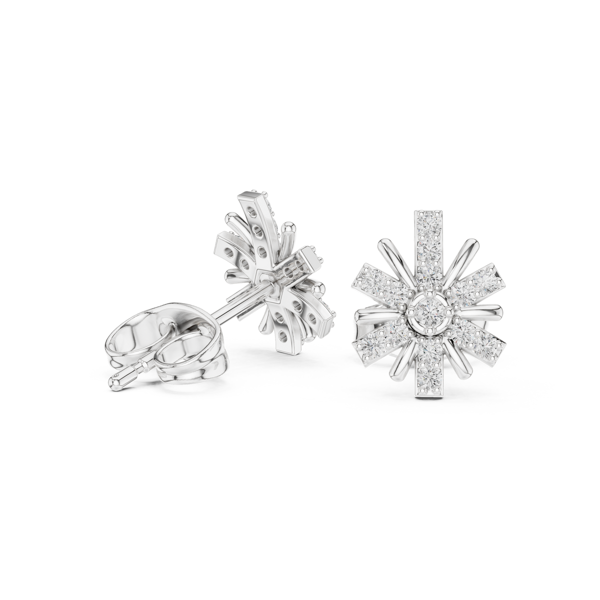 Radiant Eight Ray Diamond Studs