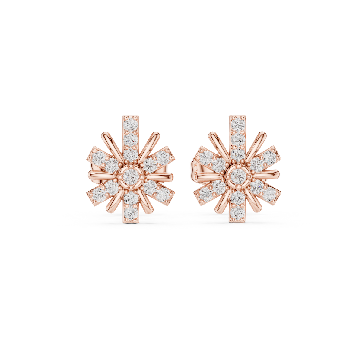 Radiant Eight Ray Diamond Studs
