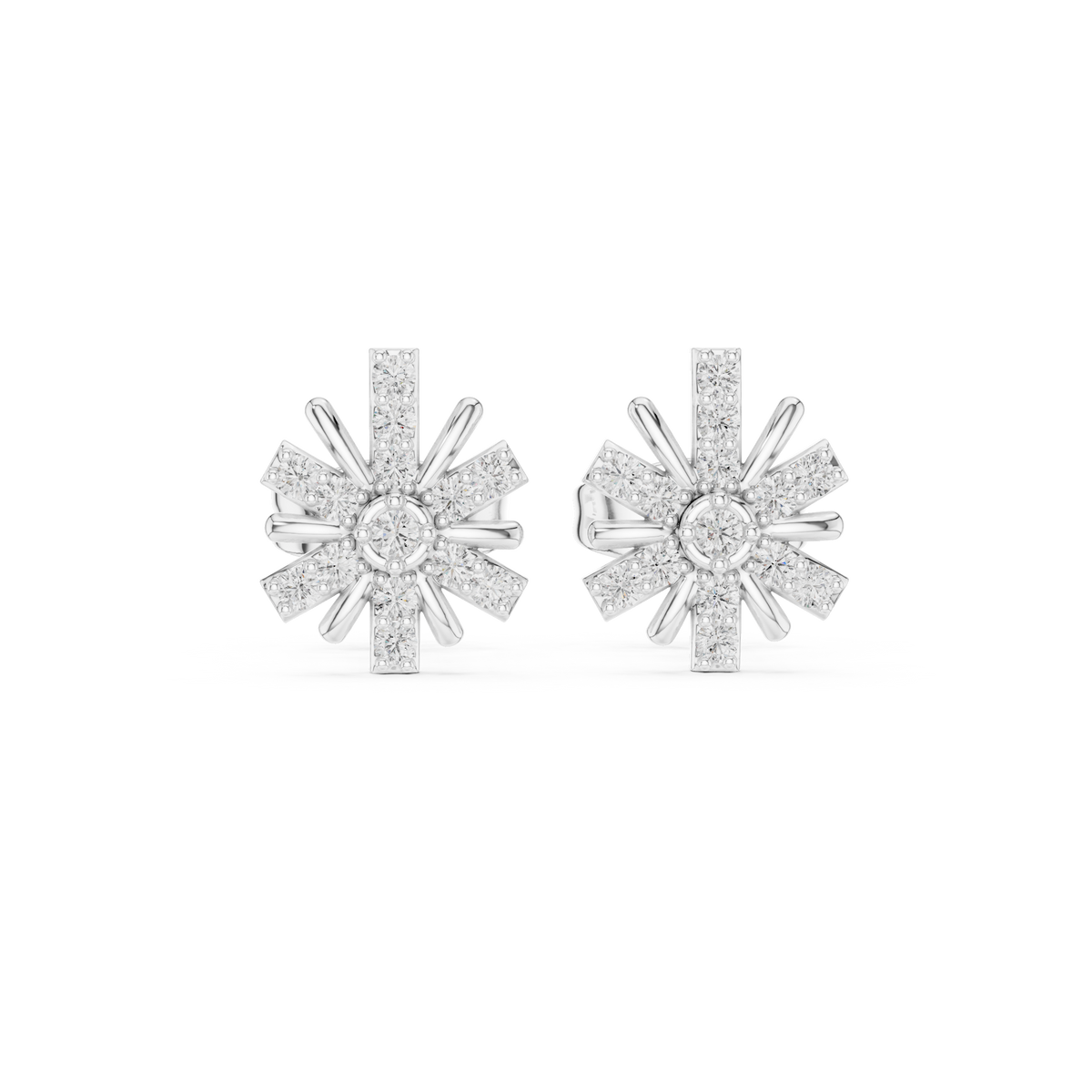 Radiant Eight Ray Diamond Studs