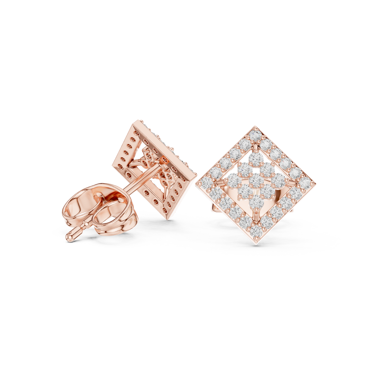 Regal Diamond Lattice Bloom Studs