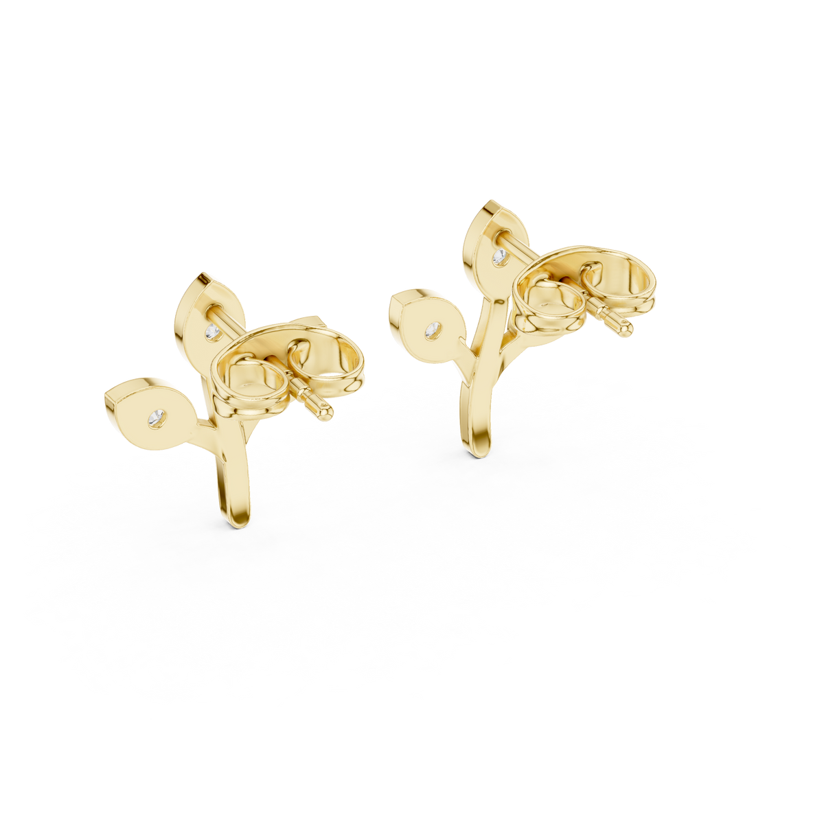 Elegant Three Leaf Diamond Studs